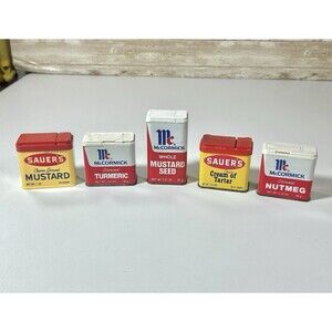 Vintage Lot of 5 Metal Spice Tins McCormick, Sauer’s
